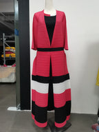 Women's Pleated Colorblock Two Piece Dress Set
