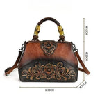 Women's Vintage Floral Embossed PU Leather Backpack
