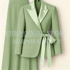 Women's Tailored Blazer Wide Leg Pants Suit