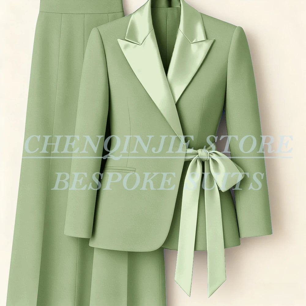 Women's Tailored Blazer Wide Leg Pants Suit