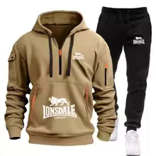 Men's Casual Hooded Sweatshirt and Sports Pants Tracksuit Set