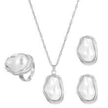 Women's Fashion Baroque Imitation Pearl Torque Necklace Jewelry Set