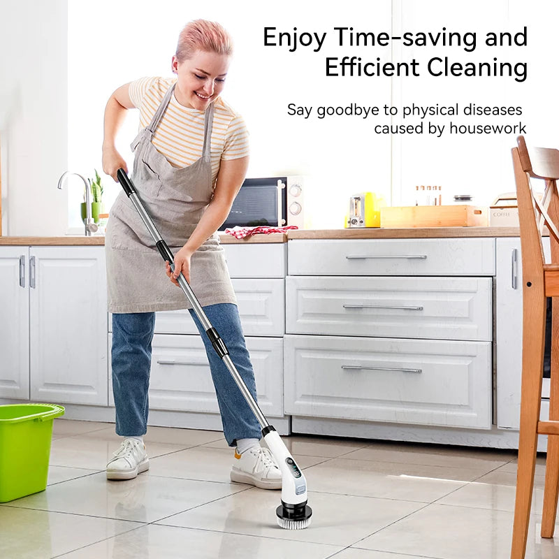 Cordless Electric Spin Scrubber with Extension Handle A11