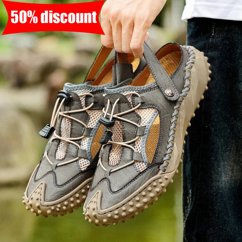Men's Casual Mesh Outdoor Sandals Lightweight Non-Slip Beach Wading Shoes