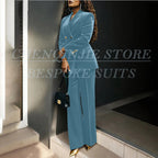 Women's Double Breasted Velvet Blazer Pants Suit