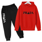 Kids' Pattern Hooded Sweatshirt Pants Two-Piece Set