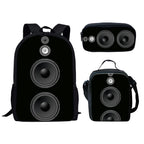 Kids' 3D Audio Speaker Print 3-Piece Backpack Lunch Bag and Pencil Case Set