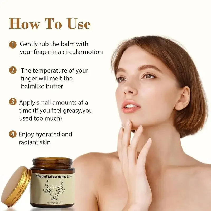 Unisex Beef Tallow & Honey Deep Hydration Moisturizing Face Cream 4.2 oz