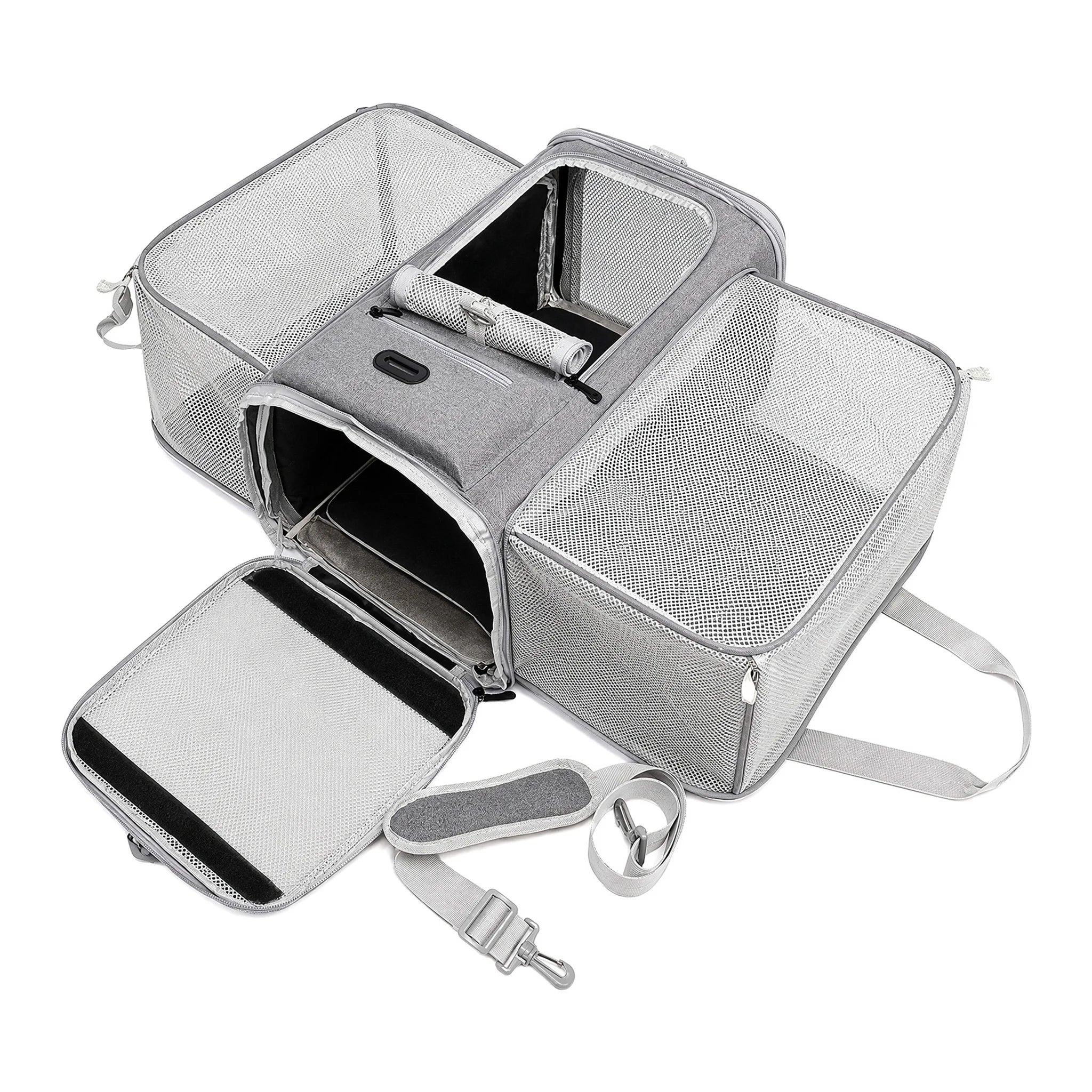 Expandable Double-Sided Pet Carrier Bag Breathable Travel Tote for Cats and Small Dogs
