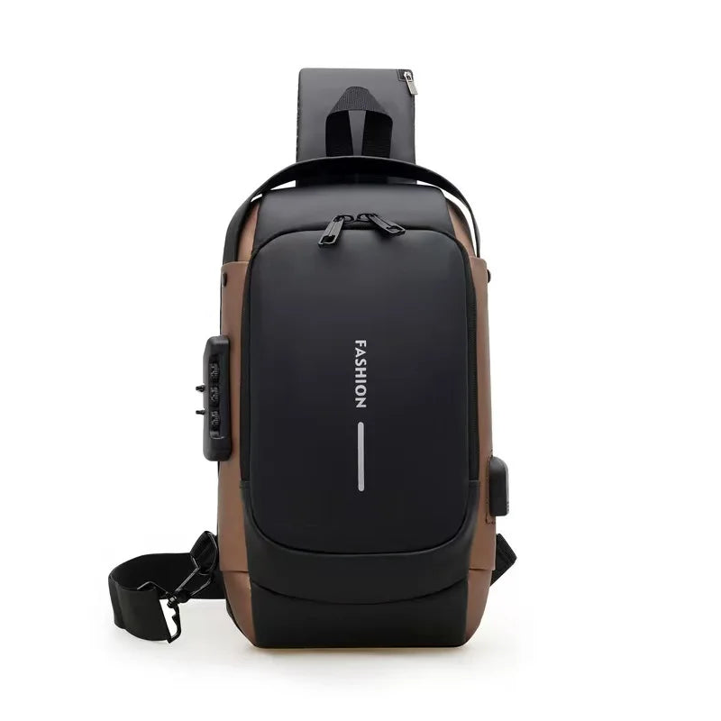 Unisex Anti-Theft Waterproof USB Charging Crossbody Chest Sling Backpack