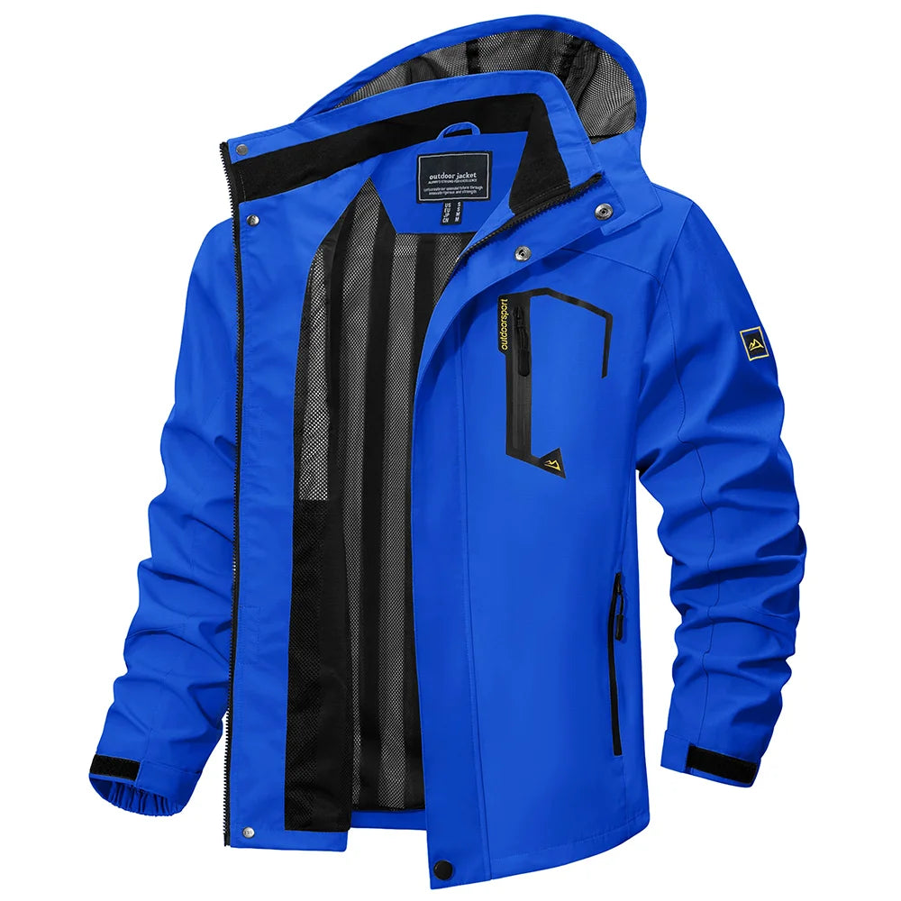 Men's Lightweight Waterproof Hooded Outdoor Hiking Rain Jacket TJ589