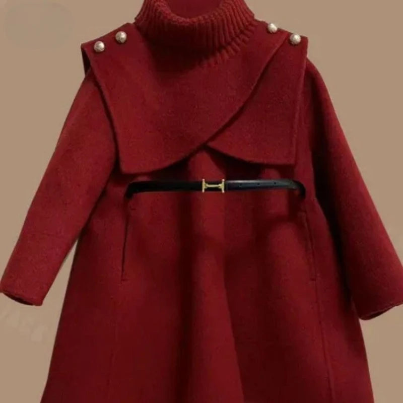 Girls' Knit Woolen Ball Gown Winter Coat