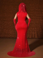 Women's Sexy Hooded Fishtail Floor Length Maxi Dress