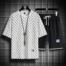 Men's Casual Checkered Shirt and Shorts Two Piece Set