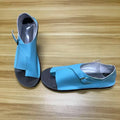 Women's Retro PU Leather Peep Toe Flat Sandals
