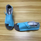 Women's Retro PU Leather Peep Toe Flat Sandals