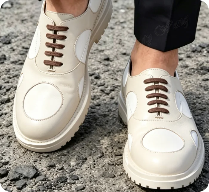 Men's Lace-Up Round Toe High Heel Boots