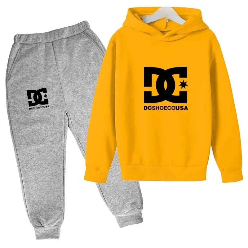 Kids' Casual Simple Print Hoodie Pants Two-Piece Set