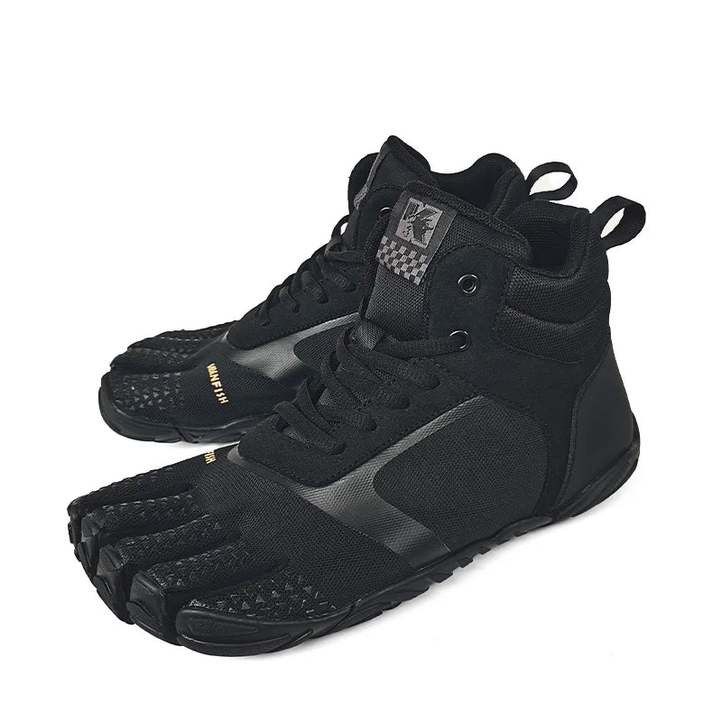 Unisex Cotton Five-Finger Athletic Shoes Hook & Loop Patchwork Sneakers