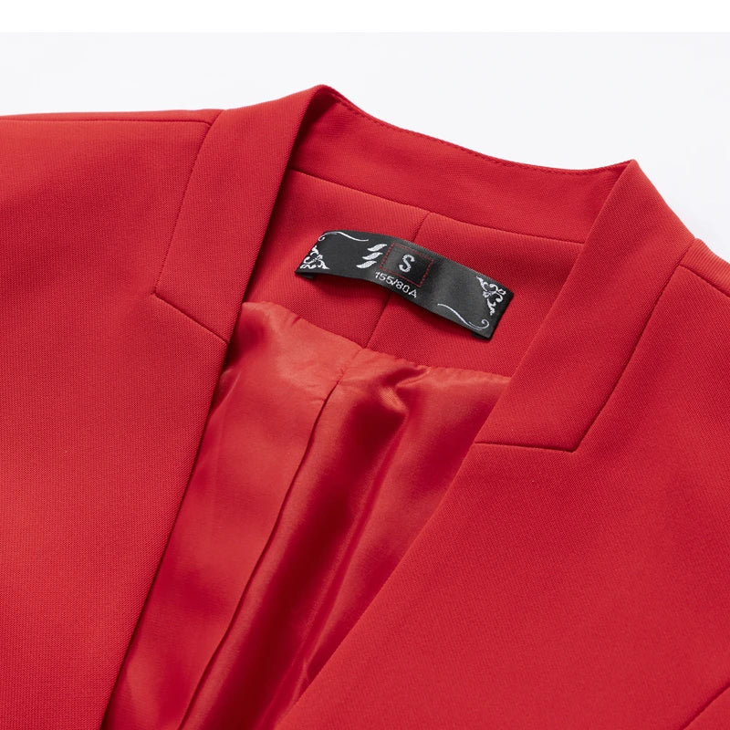 Women's Solid Long Sleeve Blazer Flare Pants Suit