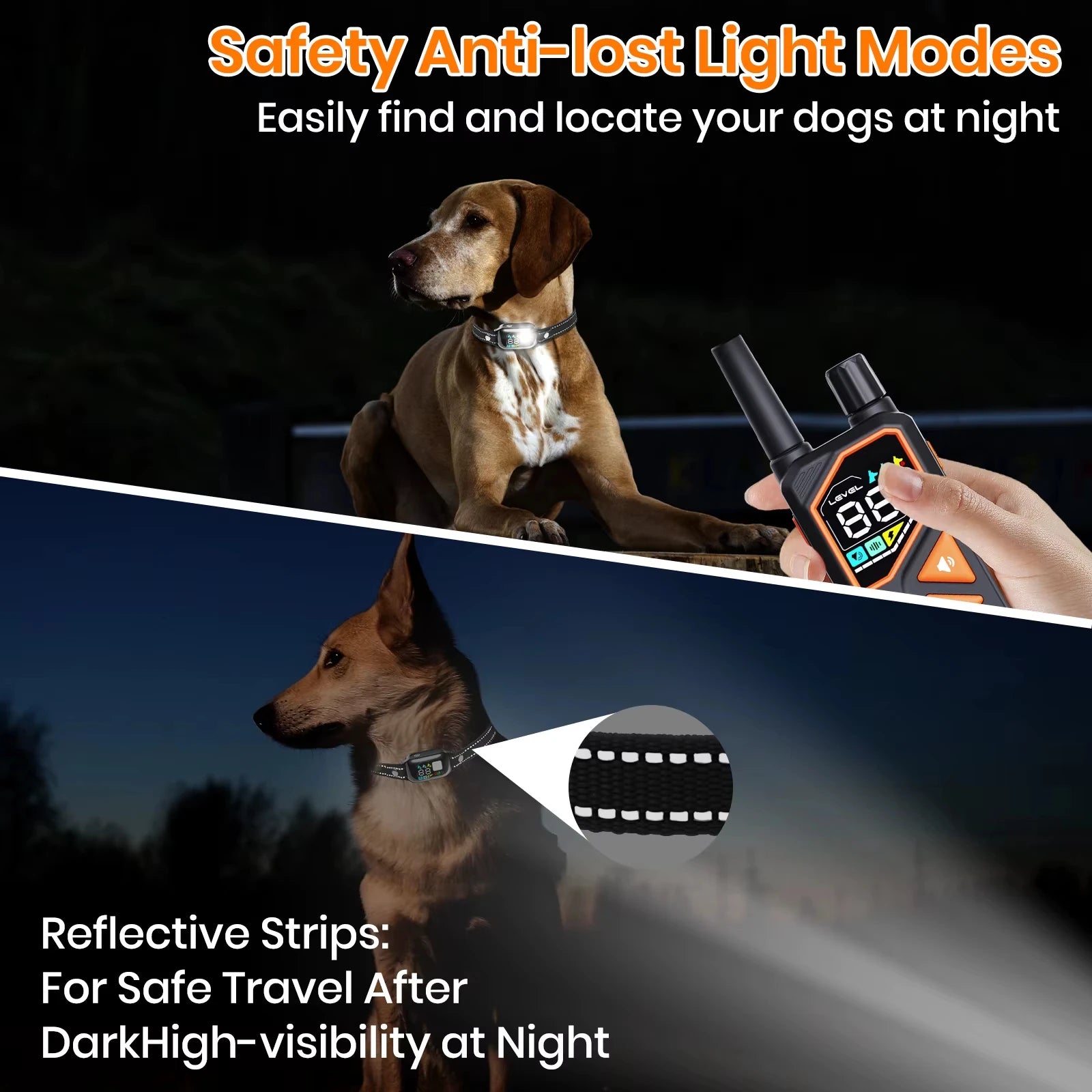AI Electric Dog Training Collar 3300ft Range IPX7 Waterproof 10-120lbs