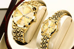 OLEVS 9931 Quartz Couple Watch Roman Numeral Stainless Steel 27mm