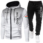 Men's Casual Zip Hooded Sweatshirt and Drawstring Pants Set