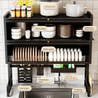 Over the Sink Dish Drying Rack with Utensil Holder