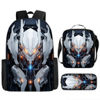Unisex Mechanical 3D Print Backpack 3-Piece Bag Set
