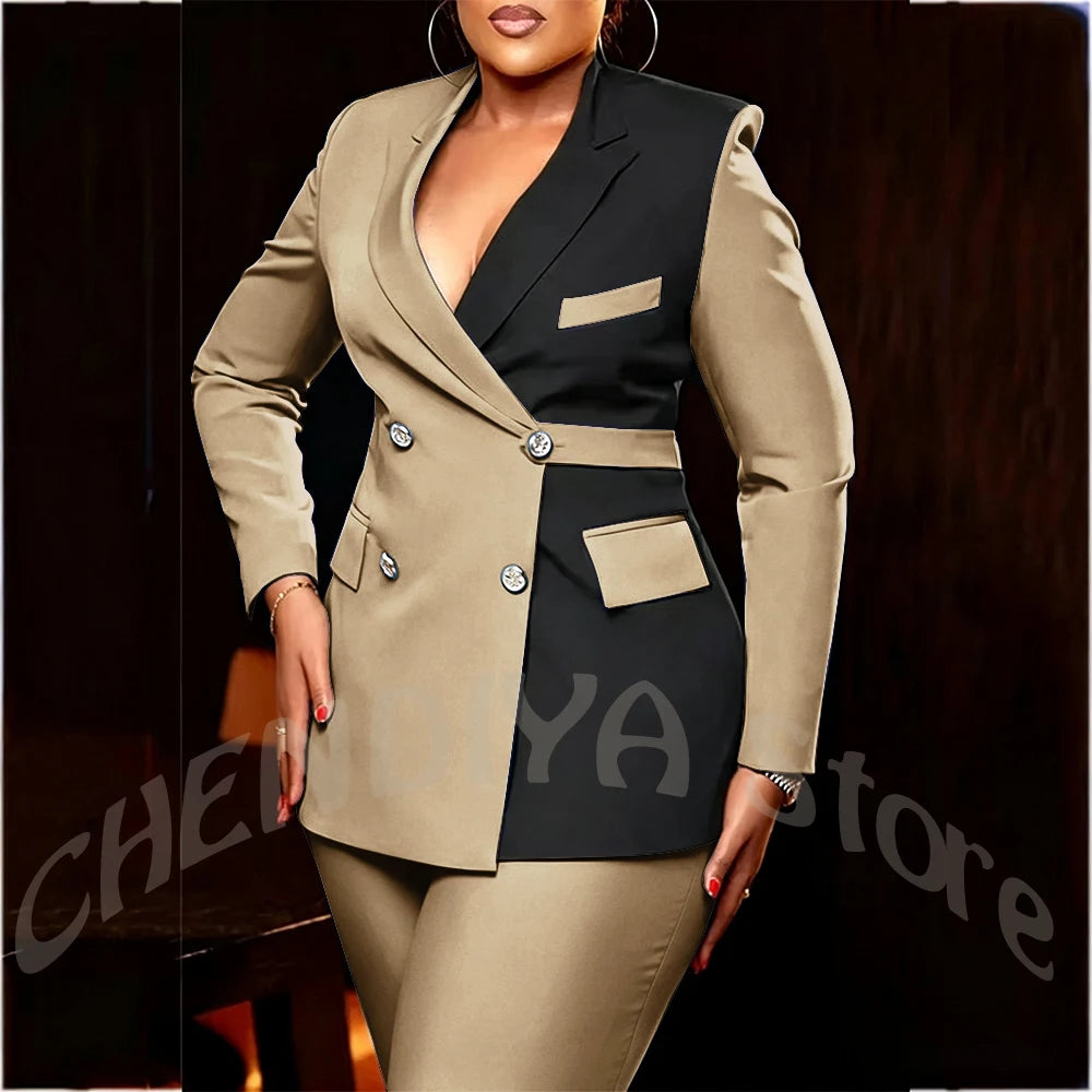 Women's Classic Tailored Blazer and Trousers Suit Set