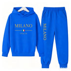 Kids' Letter Printed Hooded Jacket Pants Two-Piece Set