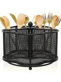 Rotating Metal Utensil Holder and Mesh Flatware Organizer