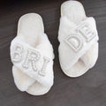 Women's Fuzzy Bride Letter Soft Plush Slippers