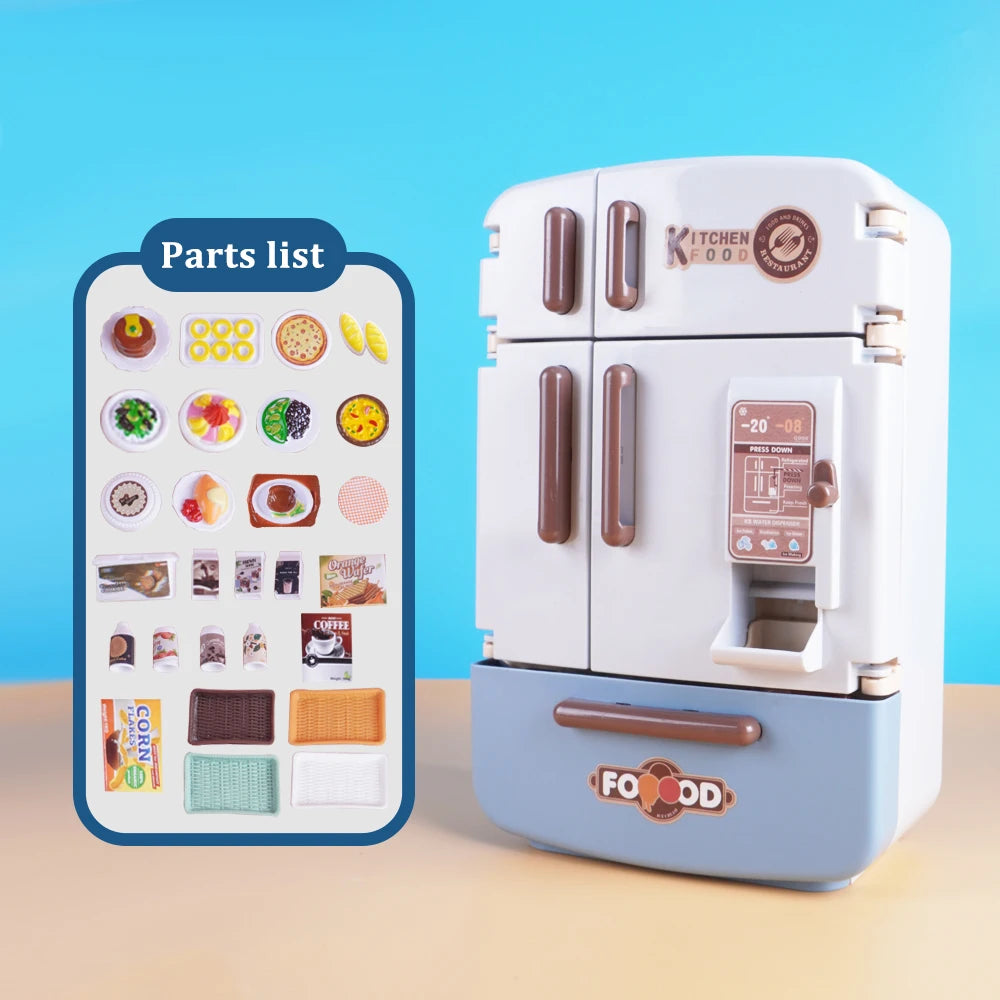 Kids' 1:12 Miniature Double Door Refrigerator Toy with Kitchen Accessories
