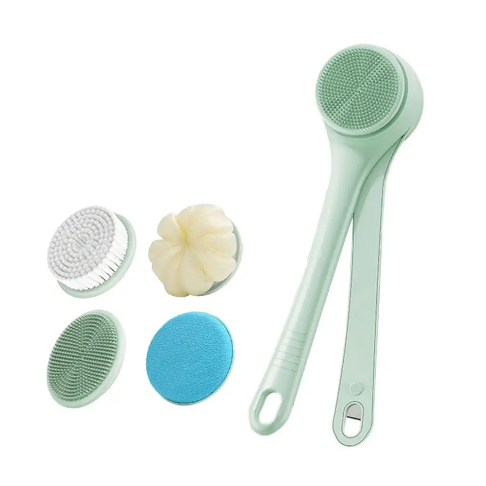 Waterproof Electric Body Brush with Long Handle and Rotatable Heads