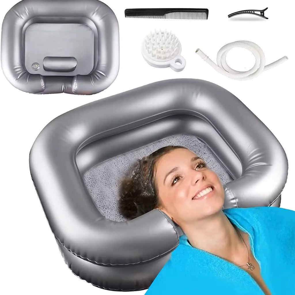 Inflatable Hair Wash Basin with Pillow for Bedridden Home Care
