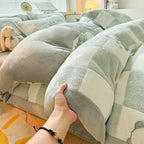 Warm Velvet Cartoon Duvet Cover and Plush Bedding Set
