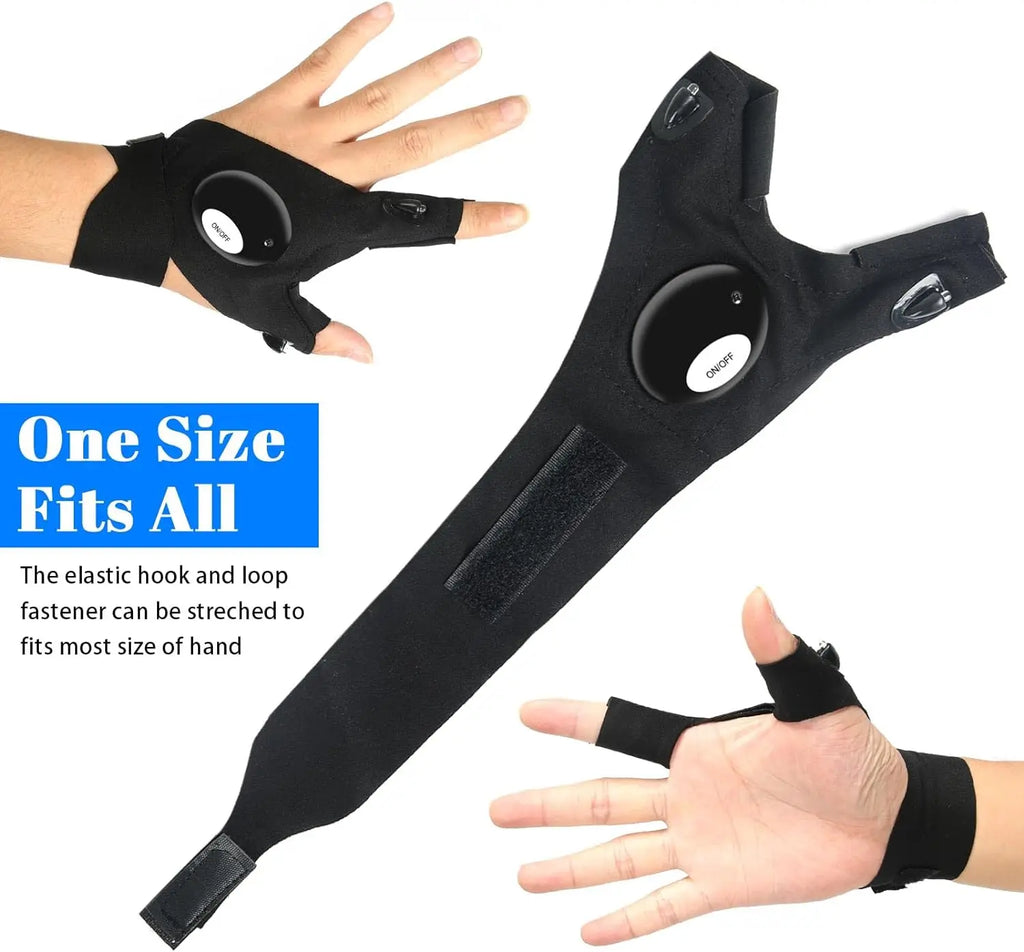 Waterproof LED Half Finger Flashlight Gloves