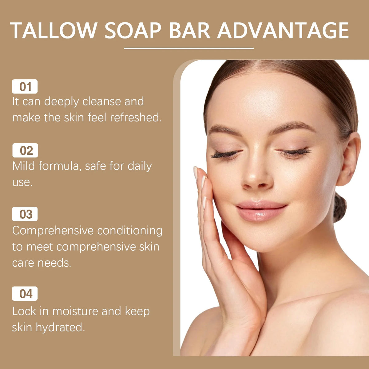 Natural Brightening Tallow Cleansing Face Body Soap Bar 3.5 oz