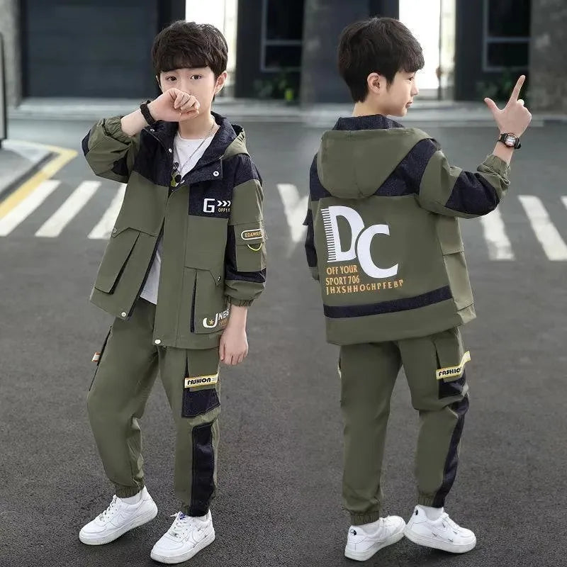 Boys' Casual Zipper Coat Pants Set