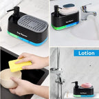 Dual Pump Soap Dispenser Set with Sponge Storage Box for Kitchen Sink