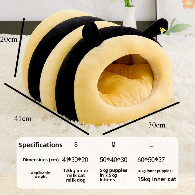 Cute Beehive Warm Enclosed Pet Cave Bed