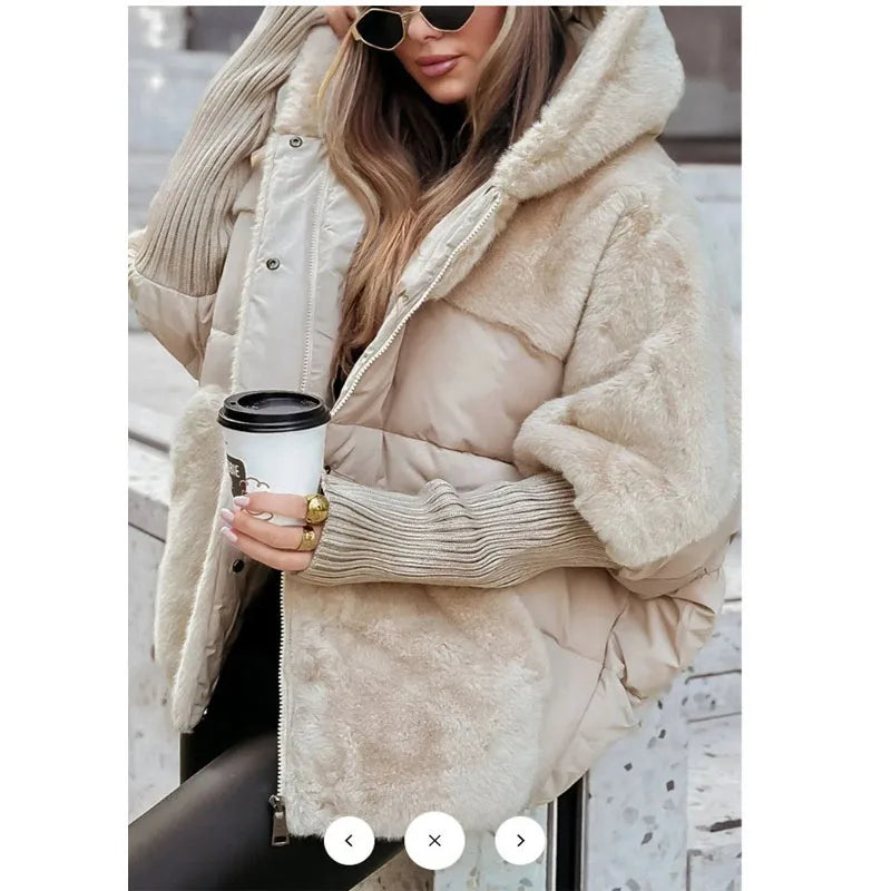 Women's Loose Fit Hooded Cotton Jacket Coat