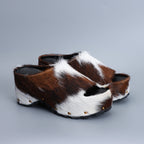 Women's Luxury Calf Hair Mules Platform Sandals Slip-On Slides