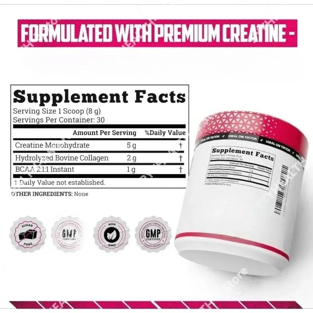 Creatine Monohydrate Hydrolyzed Collagen Powder Muscle Recovery Supplement 8.5 oz
