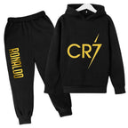 Kids' Ronaldo CR7 Print Hoodie Sweatshirt Pants Two-Piece Set