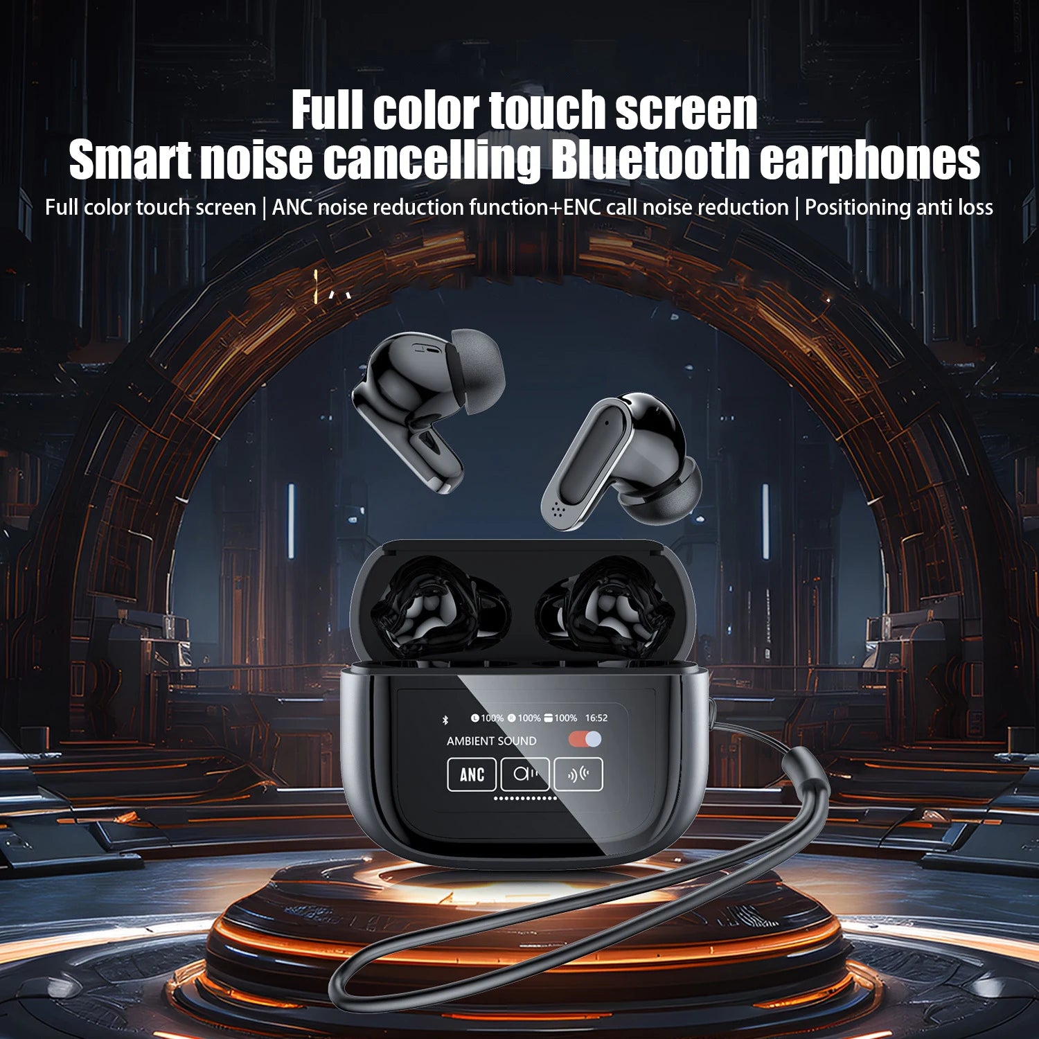 TWS Wireless Bluetooth 5.4 In Ear Earbuds Touch Screen ANC V11