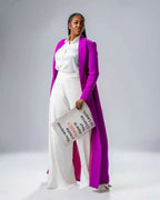 Women's Vintage Double Breasted Long Blazer Evening Gown