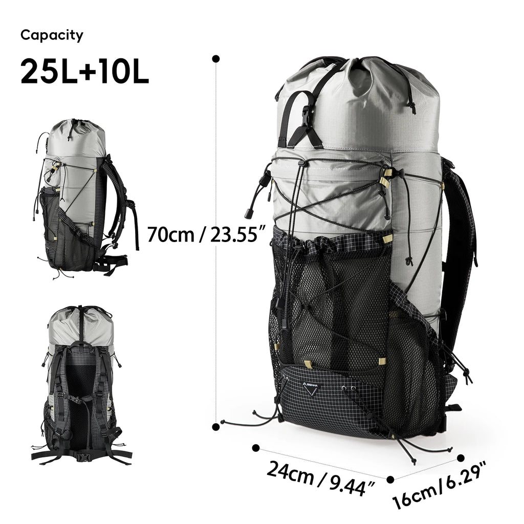Ultralight Camping and Hiking Backpack with Expandable Top