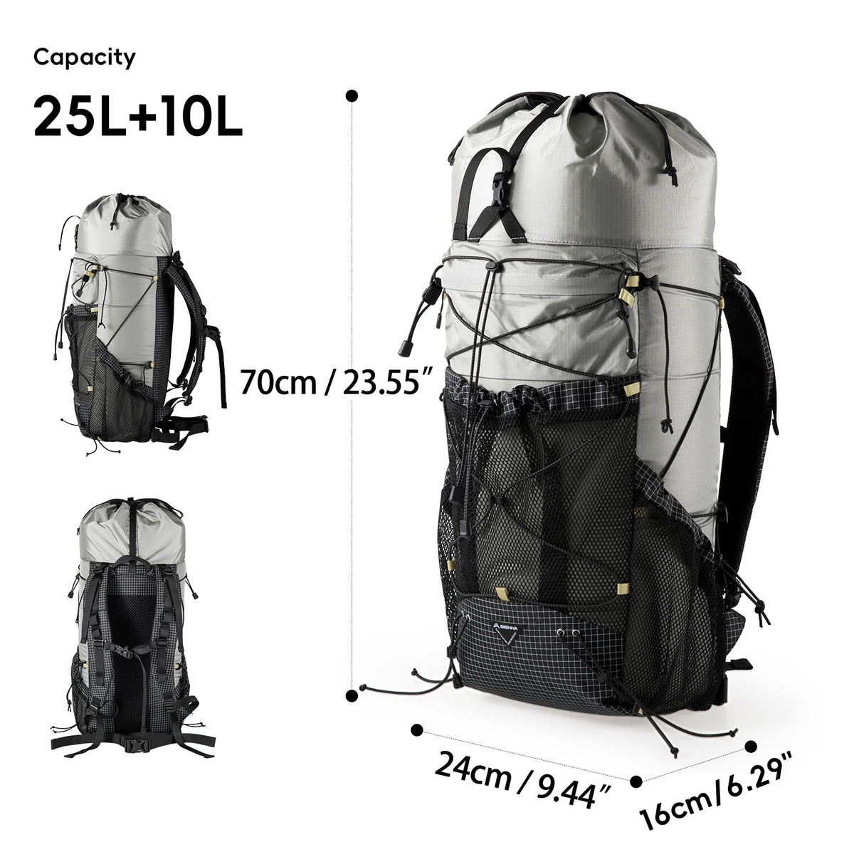 Ultralight Camping and Hiking Backpack with Expandable Top
